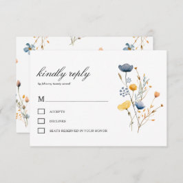 Dainty Wild Blume Florals Rustic Boho Wedding RSVP Karte