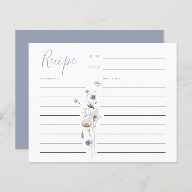 Dainty Wildblume Dusty Blue Rezept Card (Vorne/Hinten)