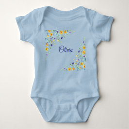 Dainty-Wildblumen auf blau Baby Strampler