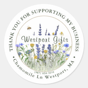 Dainty Wildblumen danken Ihnen für Ihr Unternehmen Runder Aufkleber