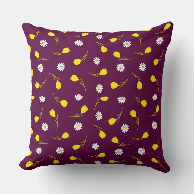 Dainty Yellow Floral Repeat Muster Art Kissen (Vorderseite)