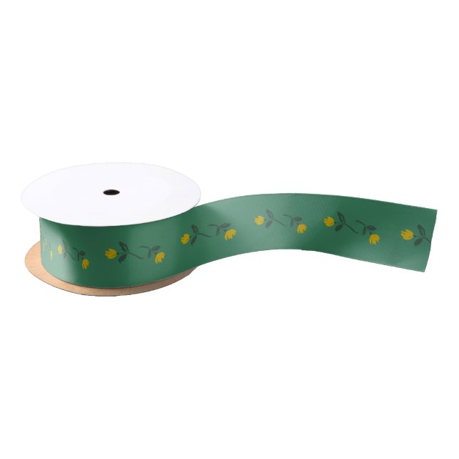 Dainty Yellow Floral Ribbon Satinband (Spule)