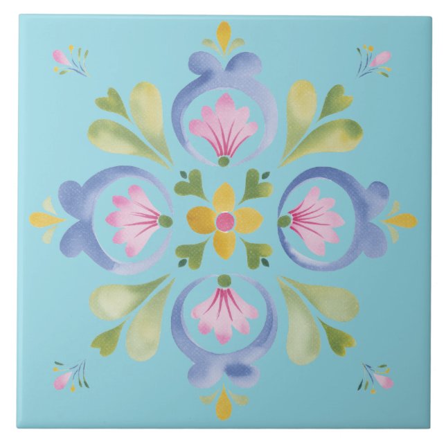 Dainty Yellow Flower Unique Fliese (Vorderseite)