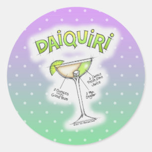 DAIQUIRI-REZEPT COCKTAIL KUNST RUNDER AUFKLEBER