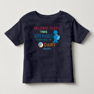 Dairy Allergy Alert Superhero Boy Silhouette Kleinkind T-shirt