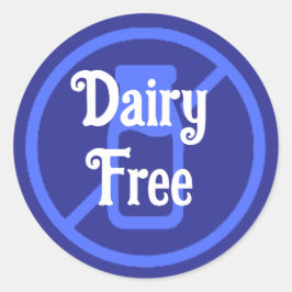 Dairy Free Half Inch Blue Warning Allergie Kulinar Runder Aufkleber