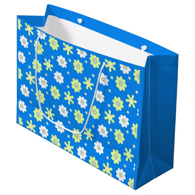 Daisies and Stars Große Geschenktüte (Vorderseite Schrägansicht)