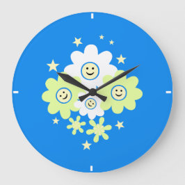 Daisies and Stars Große Wanduhr