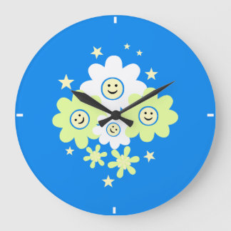 Daisies and Stars Große Wanduhr