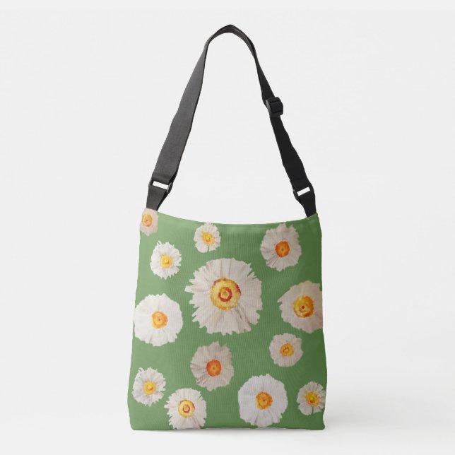 Daisies Aquarell zeichnend Tote Bag Tragetaschen Mit Langen Trägern (Vorderseite)