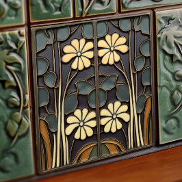 Daisies Art Deco Florale Wand Deco, Deco dekoriert Fliese