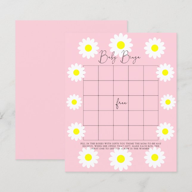 Daisies - Baby Dusche Bingo Spiel (Vorne/Hinten)