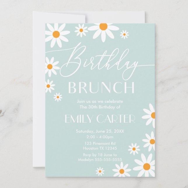 Daisies Birthday Brunch Party Invitation Einladung (Vorderseite)