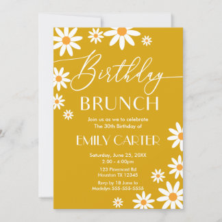 Daisies Birthday Brunch Party mustard Invitation Einladung