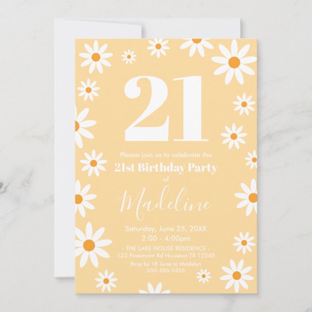 Daisies Birthday Party spring Invitation Einladung (Vorderseite)