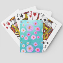 Daisies Blue Playing Cards