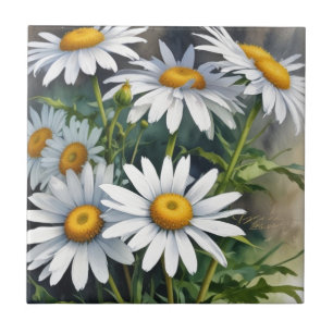 Daisies Bunch Blume Elegante Wasserfarbe Fliese