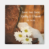 Daisies Cowboy Boots Western Wedding Save the Date