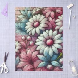 Daisies Daisy Pink White Blauer Dekoupage Seidenpapier