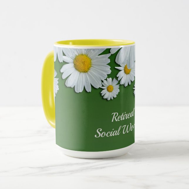 Daisies Design, Rentner Sozialarbeiter Tasse (Vorderseite Links)