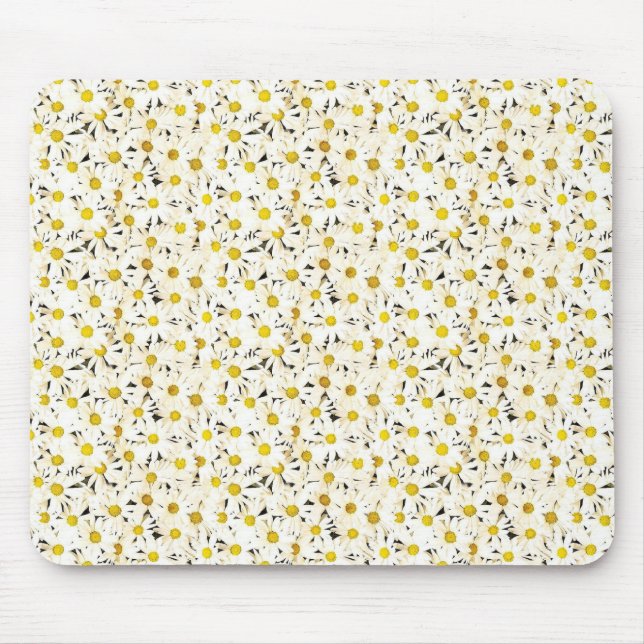 Daisies Elegantes modernes gelbes weißes Template Mousepad (Vorne)