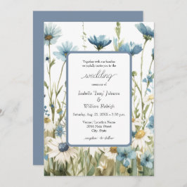 Daisies & Faded Denim Country Wedding Einladung