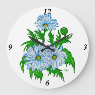 Daisies flowers große wanduhr