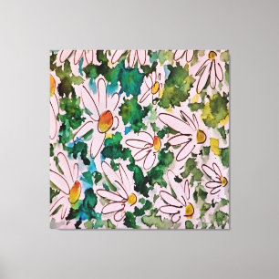 Daisies, grünes Substrat, Abstraktion. Leinwanddruck