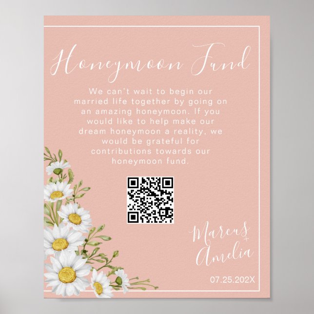 Daisies Honeymoon Fund QR Code Sign Poster (Vorne)