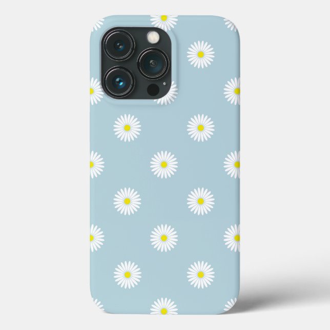 Daisies Illustratives Muster auf blass blau Case-Mate iPhone Hülle (Rückseite)