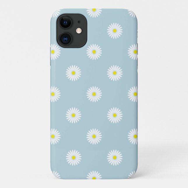Daisies Illustratives Muster auf blass blau Case-Mate iPhone Hülle (Rückseite)