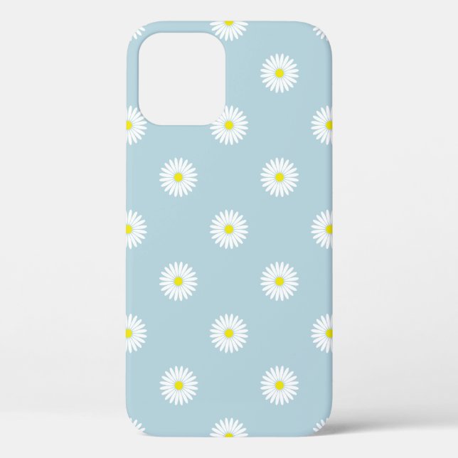 Daisies Illustratives Muster auf blass blau Case-Mate iPhone Hülle (Rückseite)