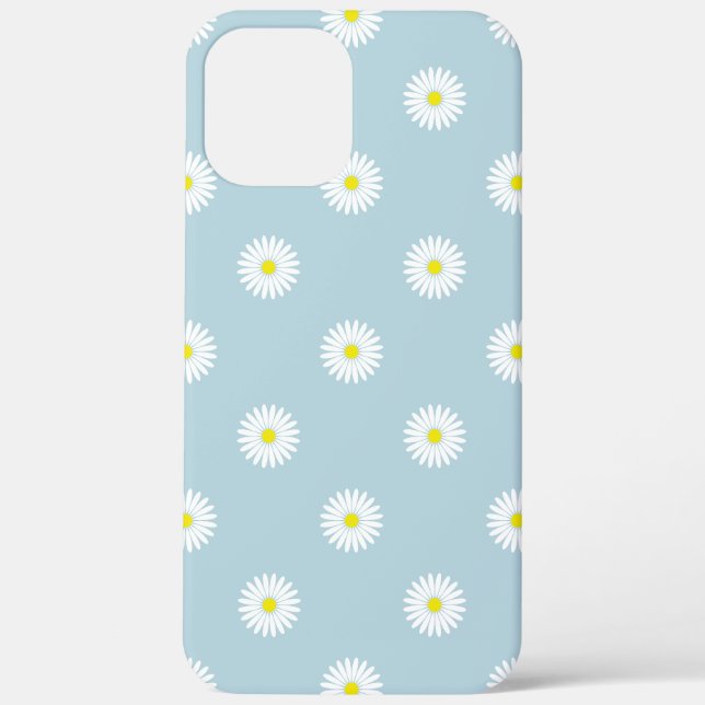 Daisies Illustratives Muster auf blass blau Case-Mate iPhone Hülle (Rückseite)