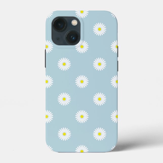 Daisies Illustratives Muster auf blass blau Case-Mate iPhone Hülle (Rückseite)