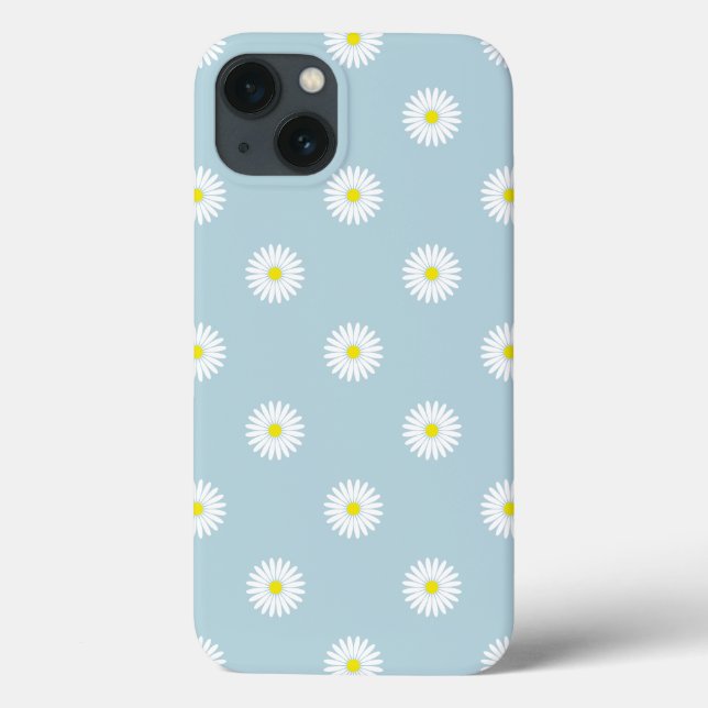 Daisies Illustratives Muster auf blass blau Case-Mate iPhone Hülle (Rückseite)