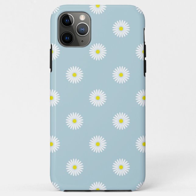 Daisies Illustratives Muster auf blass blau Case-Mate iPhone Hülle (Rückseite)