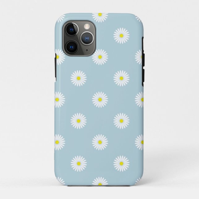 Daisies Illustratives Muster auf blass blau Case-Mate iPhone Hülle (Rückseite)