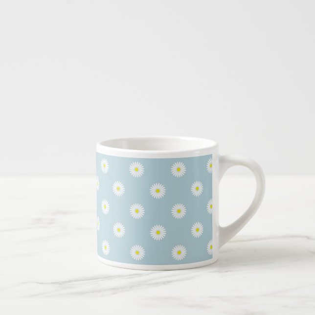 Daisies Illustratives Muster auf blass blau Espressotasse (Rechts)