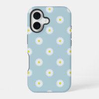 Daisies Illustratives Muster auf blass blau