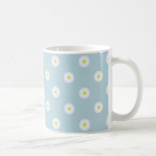 Daisies Illustratives Muster auf blass blau Kaffeetasse