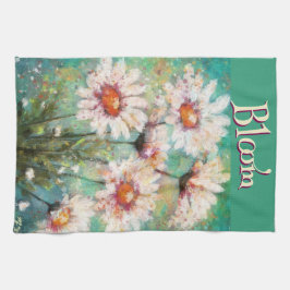 Daisies Impressionistic Floral Teal Personalized Geschirrtuch