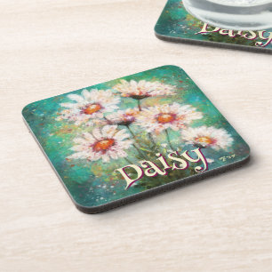Daisies Impressionistischer Floral Türkis Personal Getränkeuntersetzer
