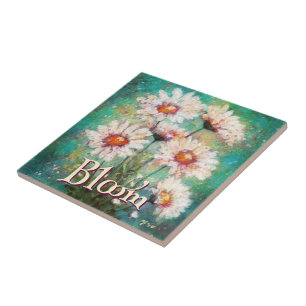 Daisies Impressionistischer Floraler Türkiser Pers Fliese