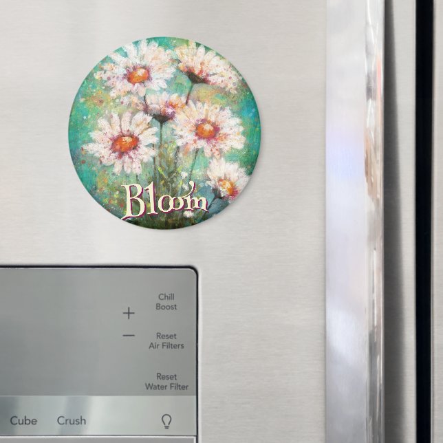 Daisies Impressionistischer Floraler Türkiser Pers Magnet (In Situ (Kühlschrank))