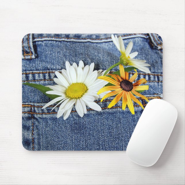 Daisies in Blue Jean Pocket Mousepad (Mit Mouse)