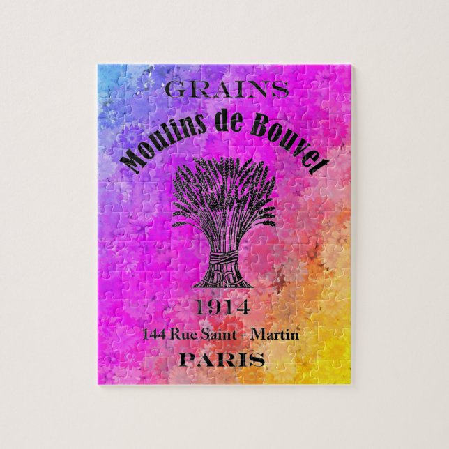 Daisies in Rainbow Colors & French Grain Sack Ad Puzzle (Vertikal)