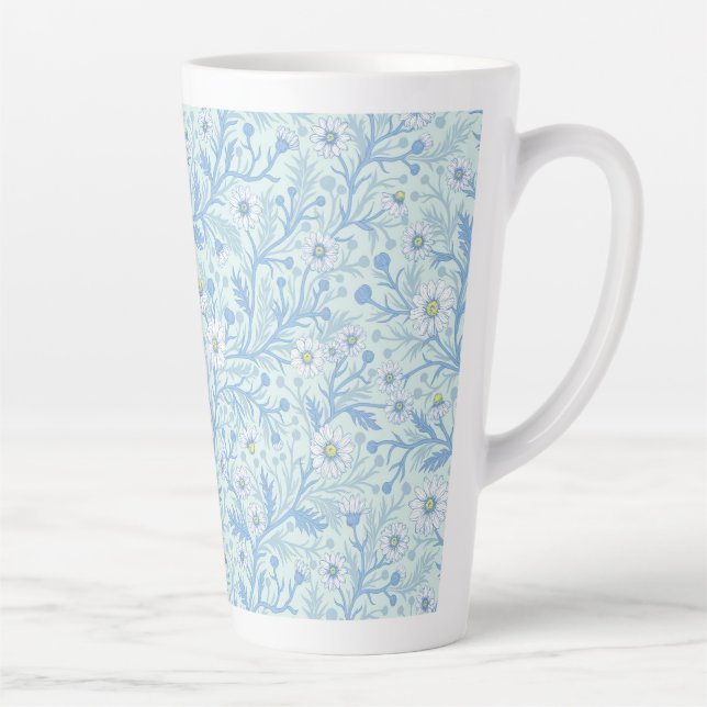 Daisies in white and blue on sea glass milchtasse (Rechts)