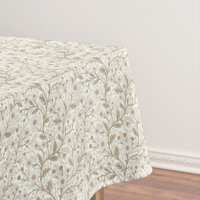Daisies in white and brown on off white tischdecke (Beispiel)