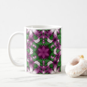 Daisies Kunst des Lila und grünen Fraktals Kaffeetasse