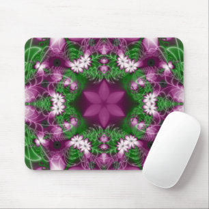 Daisies   Kunst des Lila und grünen Fraktals Mousepad